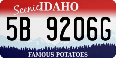 ID license plate 5B9206G