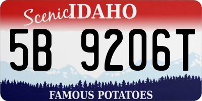 ID license plate 5B9206T