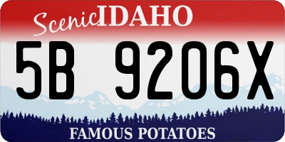 ID license plate 5B9206X