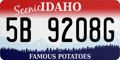 ID license plate 5B9208G