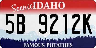 ID license plate 5B9212K
