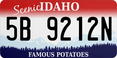 ID license plate 5B9212N