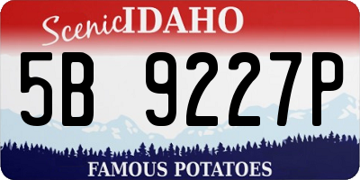 ID license plate 5B9227P