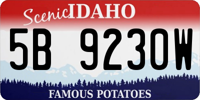 ID license plate 5B9230W