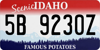 ID license plate 5B9230Z