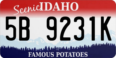 ID license plate 5B9231K