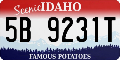 ID license plate 5B9231T