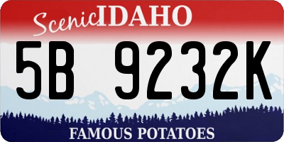 ID license plate 5B9232K