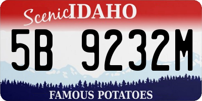 ID license plate 5B9232M