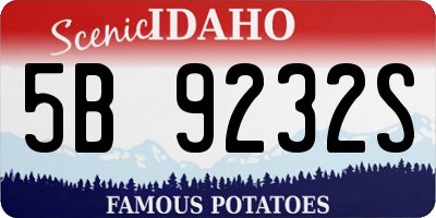 ID license plate 5B9232S