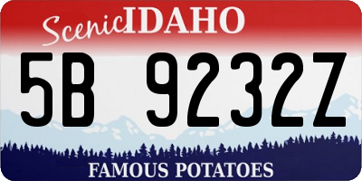 ID license plate 5B9232Z