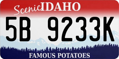 ID license plate 5B9233K