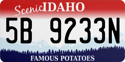 ID license plate 5B9233N