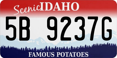 ID license plate 5B9237G