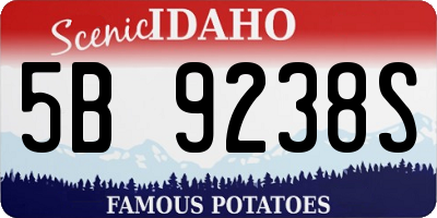 ID license plate 5B9238S