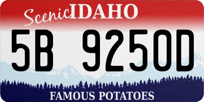 ID license plate 5B9250D