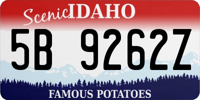 ID license plate 5B9262Z