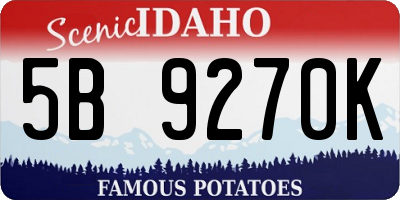 ID license plate 5B9270K