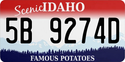 ID license plate 5B9274D