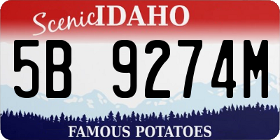 ID license plate 5B9274M