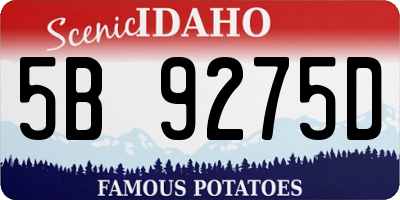 ID license plate 5B9275D