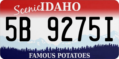 ID license plate 5B9275I