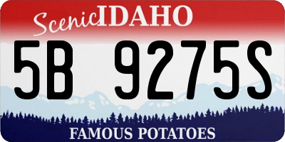 ID license plate 5B9275S