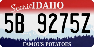 ID license plate 5B9275Z
