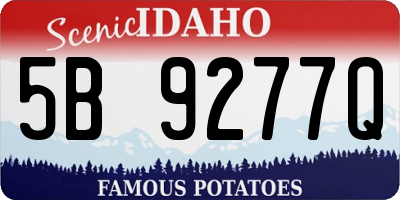 ID license plate 5B9277Q