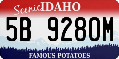 ID license plate 5B9280M