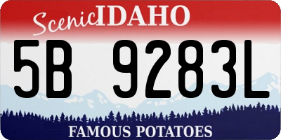 ID license plate 5B9283L