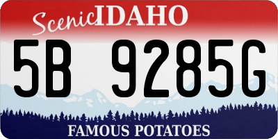 ID license plate 5B9285G