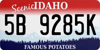 ID license plate 5B9285K
