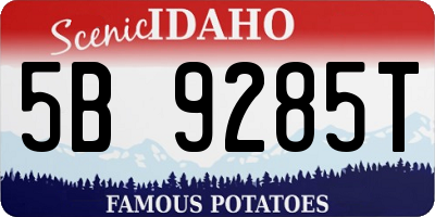 ID license plate 5B9285T