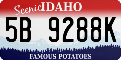 ID license plate 5B9288K