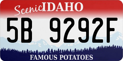 ID license plate 5B9292F