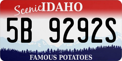 ID license plate 5B9292S