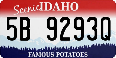 ID license plate 5B9293Q
