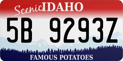 ID license plate 5B9293Z