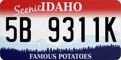 ID license plate 5B9311K