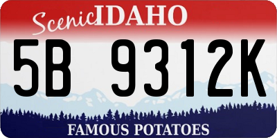 ID license plate 5B9312K