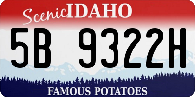 ID license plate 5B9322H