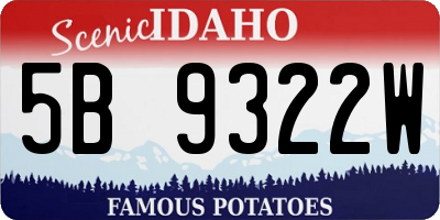 ID license plate 5B9322W