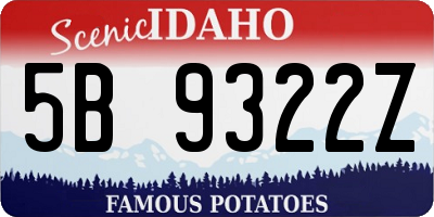 ID license plate 5B9322Z
