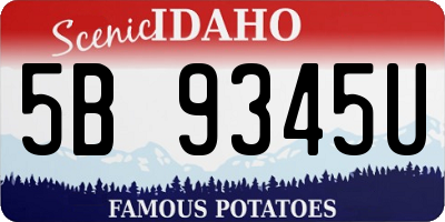 ID license plate 5B9345U