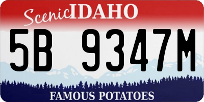 ID license plate 5B9347M