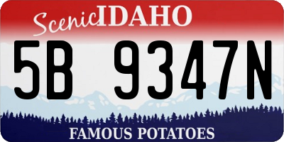 ID license plate 5B9347N