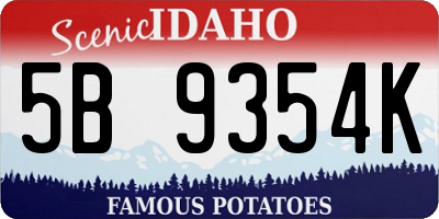 ID license plate 5B9354K