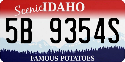 ID license plate 5B9354S