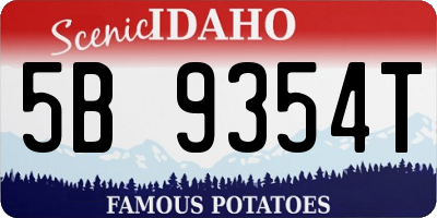 ID license plate 5B9354T